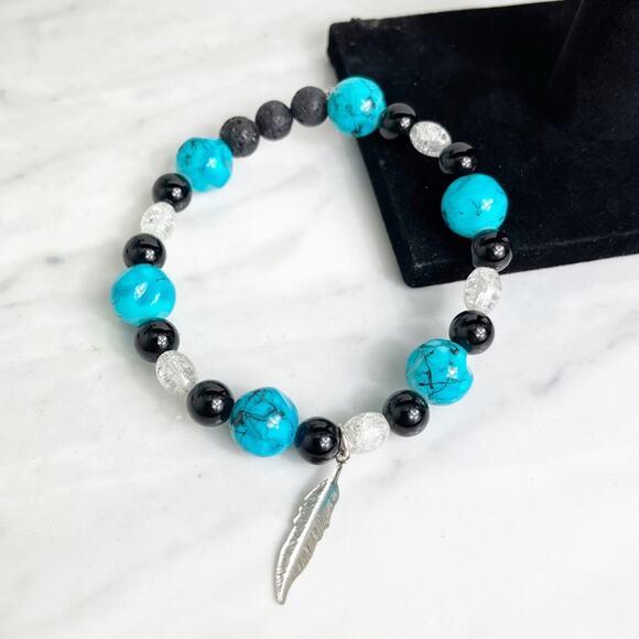 Hand Crafted Jewelry - Aromatherapy Lava Stone Handmade Beaded Bracelet